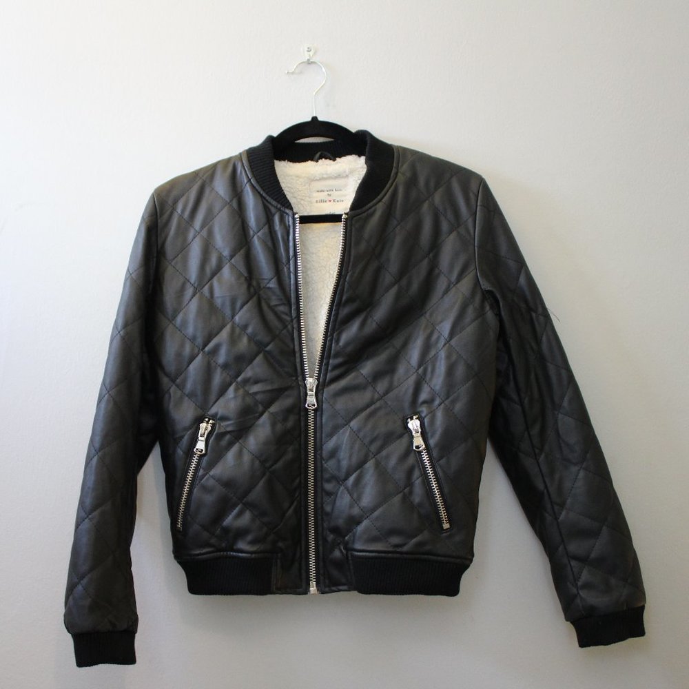 Women's Leather/Fleece Bomber Jacket